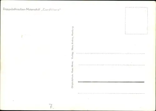 Ak Doppelschraubenmotorschiff Cordillera, HAPAG