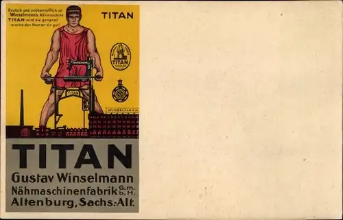 Litho Altenburg in Thüringen, Titan, Gustav Winselmann, Nähmaschinenfabrik