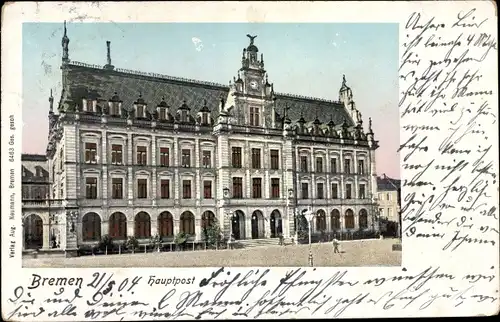Leuchtfenster Ak Hansestadt Bremen, Hauptpost, Golden Windows