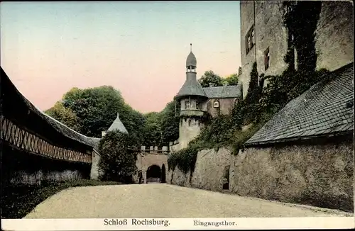 Leuchtfenster Ak Rochsburg Lunzenau in Sachsen, Schloss, Eingangstor, Golden Windows