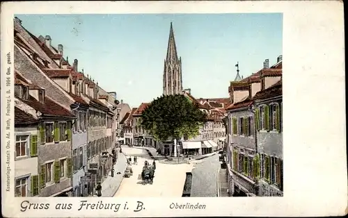 Leuchtfenster Ak Freiburg im Breisgau, Oberlinden, Kirchturm, Golden Windows