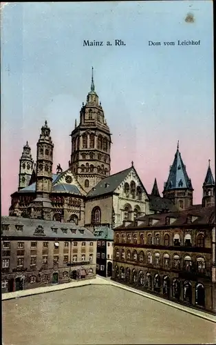 Leuchtfenster Ak Mainz am Rhein, Dom vom Leichhof aus gesehen, Golden Windows