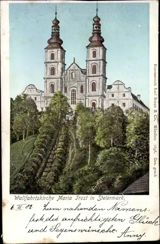 Leuchtfenster Ak Mariatrost Graz Steiermark, Wallfahrtskirche Maria Trost, Golden Windows