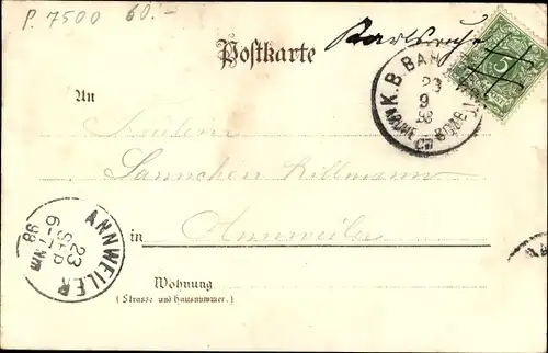 Litho Karlsruhe in Baden, Vierordt Bad, Stadtgarten, Festhalle, Nymphengruppe