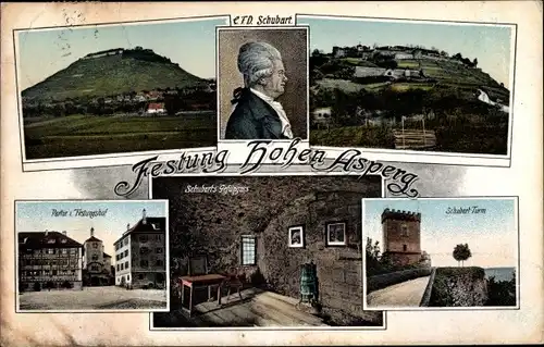 Ak Asperg in Württemberg, Festung Hohenasperg, Dichter und Komponist Schubart, Festungshof