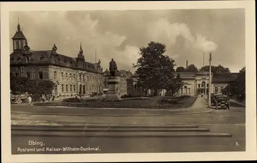 Ak Elbląg Elbing Westpreußen, Postamt und Kaiser Wilhelm Denkmal