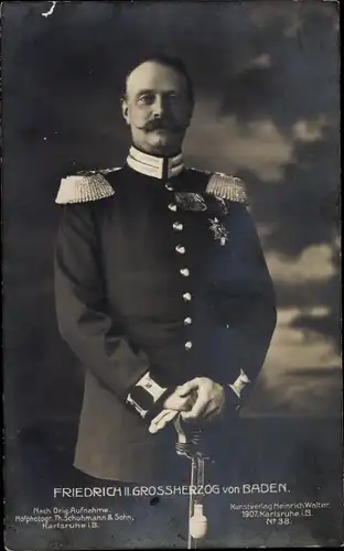 Ak Friedrich II Großherzog von Baden, Portrait, Uniform, Orden