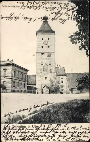 Ak Ulm an der Donau Baden Württemberg, Straßenpartie mit Gänstor