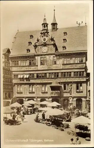Ak Tübingen am Neckar, Blick auf das Rathaus, Marktplatz