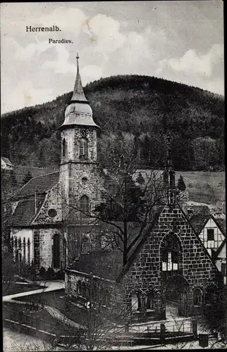 Ak Bad Herrenalb im Schwarzwald, Paradies, Kirche