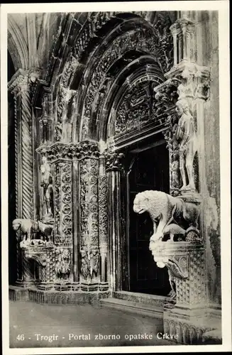 Ak Trau Trogir Kroatien, Portal zborno opatske Crkve