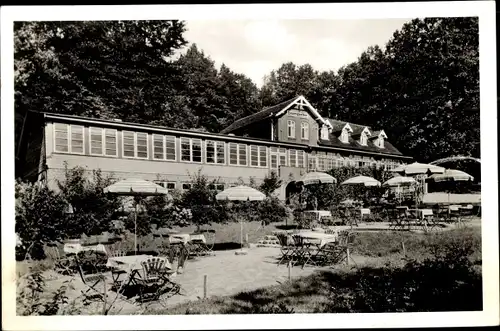 Ak Bistensee in Schleswig Holstein, Waldgasthaus Baumgarten, Hüttener Berge