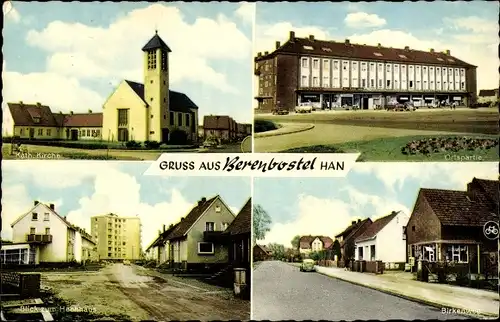 Ak Berenbostel Garbsen Niedersachsen, Birkenweg, Hochhaus, Kath. Kirche