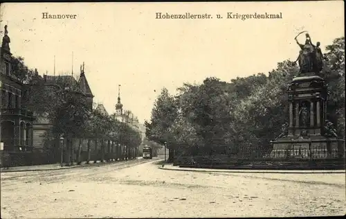 Ak Hannover in Niedersachsen, Hohenzollernstraße, Kriegerdenkmal