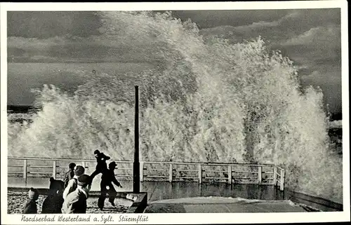 Ak Westerland auf Sylt, Sturmflut