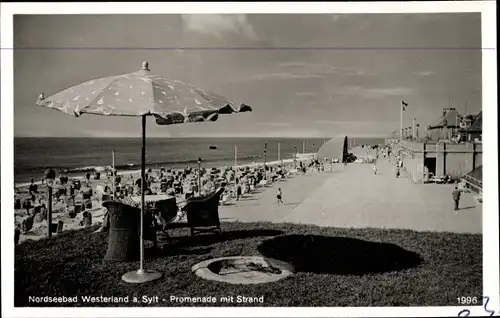 Ak Westerland auf Sylt, Promenade, Musikpavillon, Strand