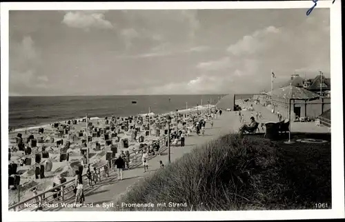 Ak Westerland auf Sylt, Promenade, Musikpavillon, Strand