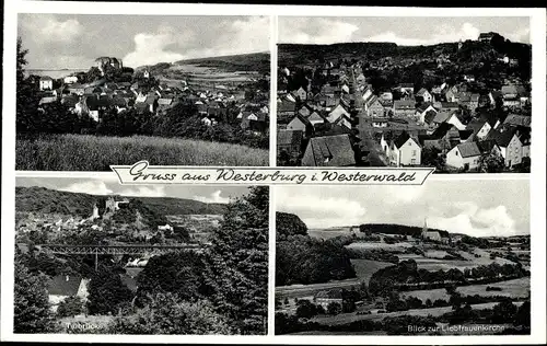 Ak Westerburg im Westerwald, Panorama, Talbrücke, Vogelschau