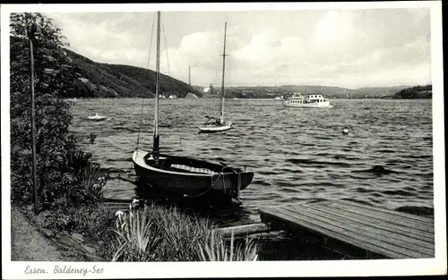 Ak Baldeney Essen im Ruhrgebiet, Baldeneysee, Segelboot