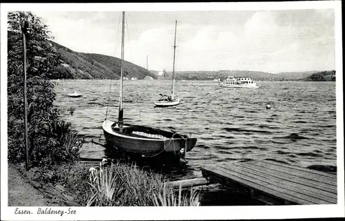 Ak Baldeney Essen im Ruhrgebiet, Baldeney See, Segelboot