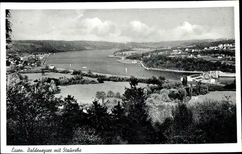 Ak Baldeney Essen im Ruhrgebiet, See, Stauwehr