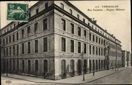 Ak Versailles Yvelines, Rue Gambetta, Hopital Militaire