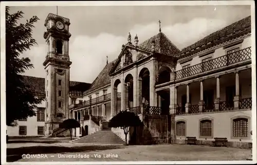 Ak Coimbra Portugal, Universidade, Via Latina, Universität, Uhrenturm