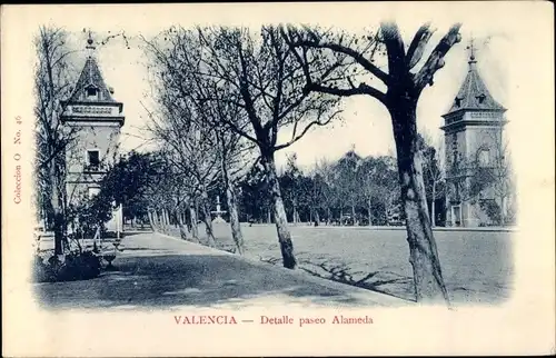 Ak Valencia Stadt Spanien, Detalle paseo Alameda