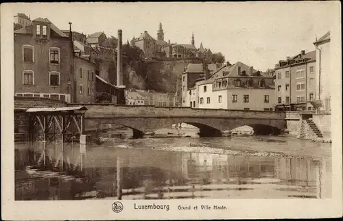Ak Grund Luxemburg, Ville Haute, Teilansicht, Brücke