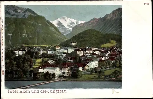 Ak Interlaken Kanton Bern Schweiz, Blick auf den Ort, Jungfrau