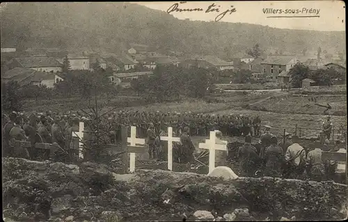 Ak Villers sous Prény Lothringen Meurthe et Moselle, Soldatengräber, Beerdigung, Friedhof