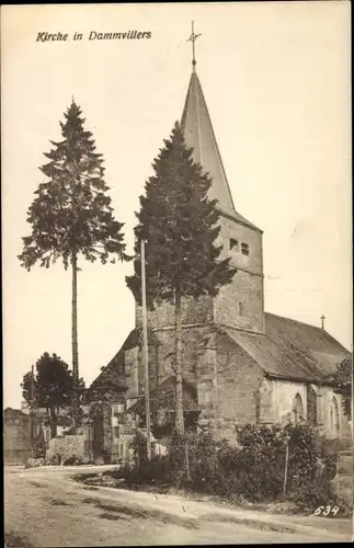Ak Damvillers Lothringen Meuse, Blick auf die Kirche, Eingang