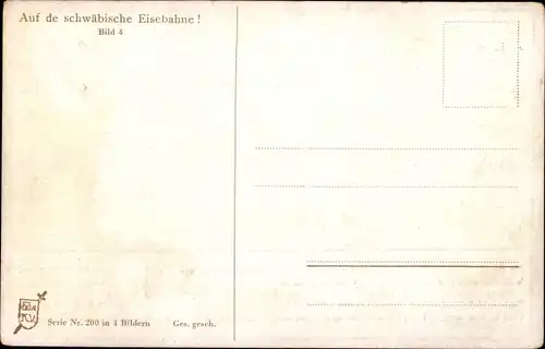 Lied Künstler Ak Boettcher, Hans, Auf de Schwäbische Eisebahne, Bild 4