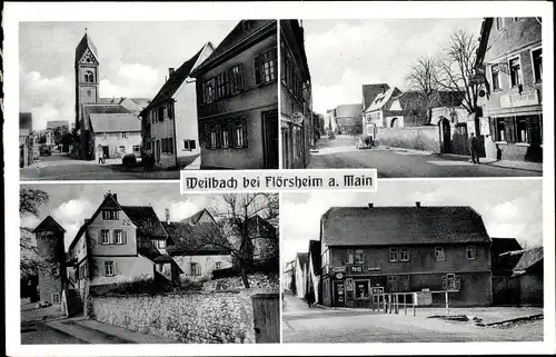 Ak Weilbach Flörsheim in Hessen, Kirche, Ort, Taunus Drogerie