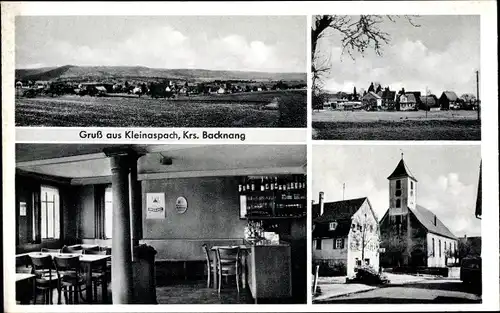 Ak Kleinaspach Aspach bei Backnang Württemberg, Panorama, Kirche, Gastwirtschaft