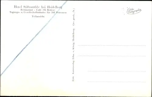 Ak Ziegelhausen Heidelberg am Neckar, Hotel Stiftsmühle