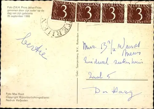 Ak Prinz Johan Friso der Niederlande 1968, Prinzessin Beatrix