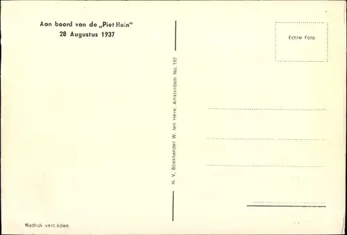 Ak Königin Juliana der Niederlande, Prinz Bernhard, Motoryacht Piet Hein 1937