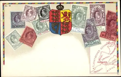 Präge Briefmarken Litho Gibraltar, Wappen