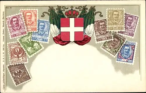Wappen Briefmarken Ak Italien, Poste Italiane