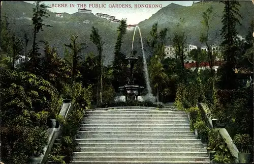 Ak Hongkong China, Scene in the Public Gardens