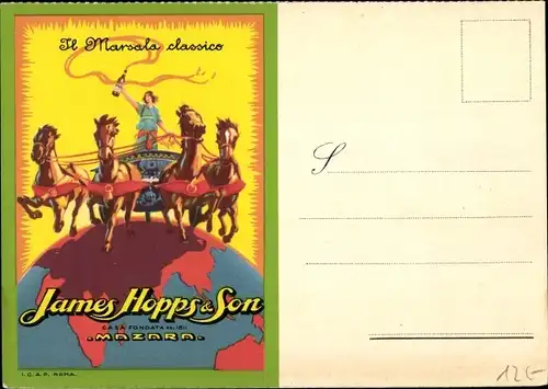 Künstler Ak Il Marsala classico, James Hopps and Son, Mazara Reklame, Kutsche