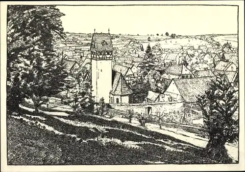 Künstler Ak Langbein, Th., Zainingen Römerstein in der Schwäbischen Alb, Die Halde, Panorama