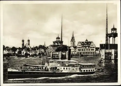 Ak Friedrichshafen am Bodensee, Hafen und Einfahrt, Bodenseedampfer