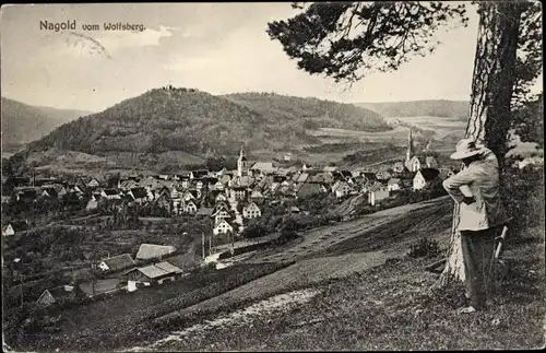 Ak Nagold im Schwarzwald, Blick auf den Ort vom Wolfsberg aus