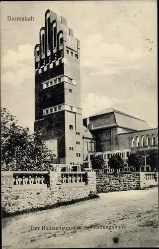 Ak Darmstadt in Hessen, Hochzeitsturm, Ausstellungshaus