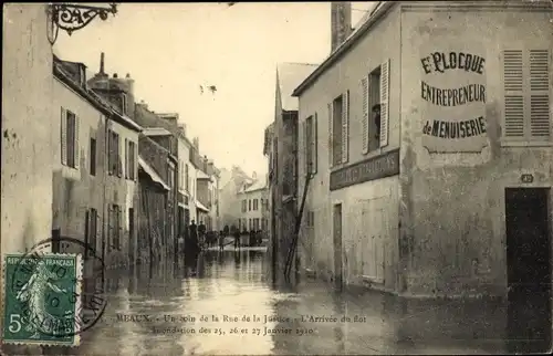 Ak Meaux Seine-et-Marne, Inondation 1910, Hochwasser, Rue de la Justice