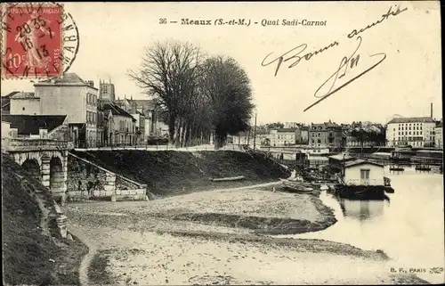 Ak Meaux Seine-et-Marne, Quai Sadi Carnot