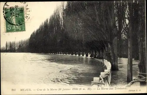 Ak Meaux Seine-et-Marne, Crue de la Marne 1910, la Marne aux Trinitaires, Hochwasser