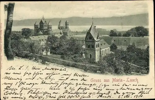 Relief Ak Glees in der Eifel, Kloster Maria Laach am Laacher See